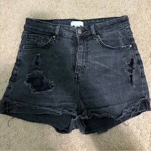 H&M Charcoal Distressed Jean Shorts
